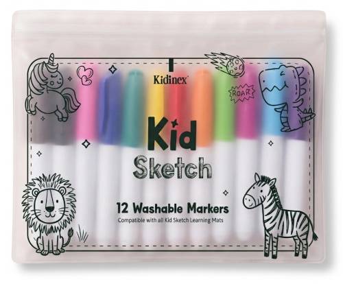 Kid Sketch – zmywalne markery 12 kolorów kidluoe 5905080613858.jpg