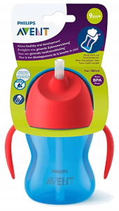 AVENT 9M+ KUBEK Z GIĘTKĄ SŁOMKĄ UCHWYTY 200 ML SCF796/01