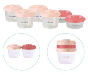 BEABA ZESTAW SŁOICZKÓW CLIP DO PRZECHWYWANIA JEDZENIA Z POKRYWKAMI  6 SZT. PINK