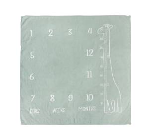 Sensillo MATA muslinowa do robienia zdjęć noworodka 120x120 cm żyrafa miętowa