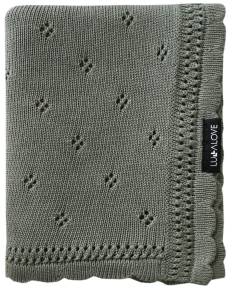 LULLALOVE CAŁOROCZNY AŻUROWY KOCYK BAMBUSOWY DAISY KHAKI
