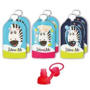 ZEBRA & ME SASZETKI WIELORAZOWE NA POKARM 6 szt 150 ml