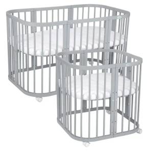 WALDIN ŁÓŻECZKO 7W1 Z MATERACEM SZARE