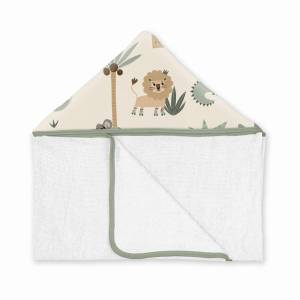 ALBERO MIO Ręcznik bambusowy z kapturkiem dla niemowlaka zabawa w tropikach