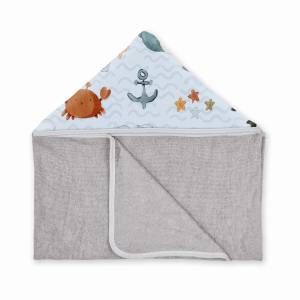 ALBERO MIO Ręcznik bambusowy z kapturkiem dla niemowlaka krabik i przyjaciele