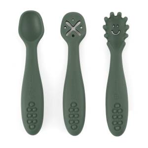 Petite&mars Sztućce silikonowe dla dzieci łyżeczki Take&Match Misty Green