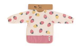 PETITE&MARS Śliniak z długimi rękawami fartuszek Ben / Beige Strawberies